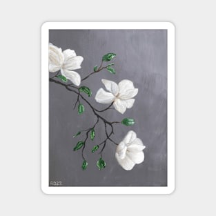 White Flowers on a Branch Magnet