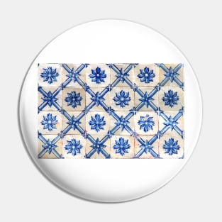 Portuguese tiles. Blue flowers and trellis Pin