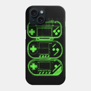 Green Handheld Gaming Blueprint Phone Case