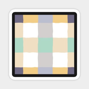 irregular gingham pattern in beige, yellow and violet Magnet