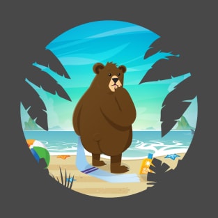 Bear Bare Butt on beach T-Shirt