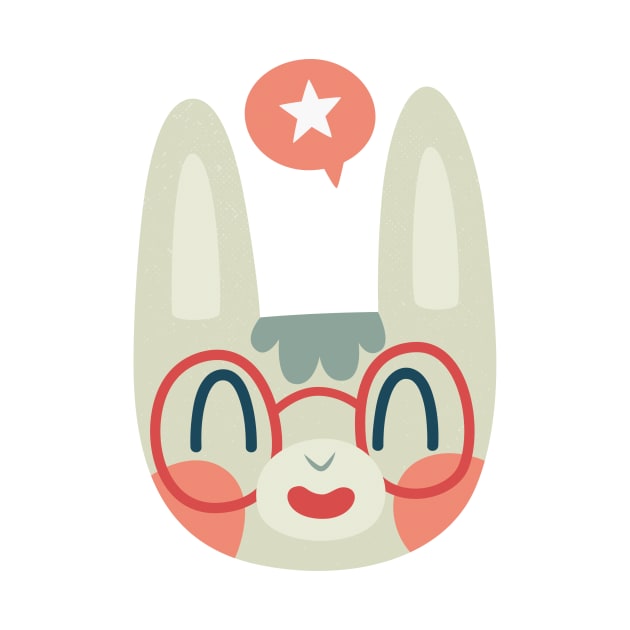 Cute Green Bunny Wearing Glasses by clairestamper