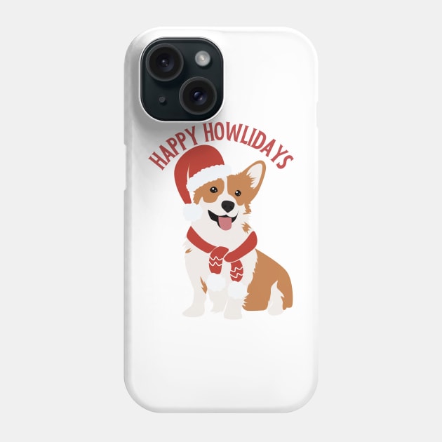 Happy Howlidays | Christmas corgi Phone Case by Fayn