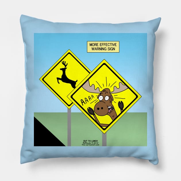 A More Effective Deer or Moose Crossing Sign Pillow by OutToLunch