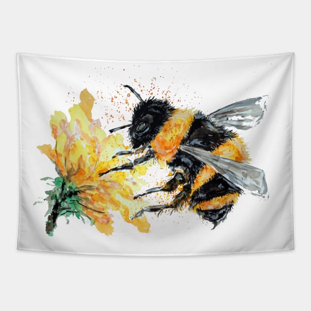 Bumble Bee collecting Pollen Tapestry by ZeichenbloQ