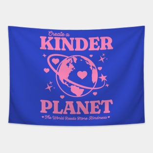 Y2K Create a Kinder Planet - Be Kind Earth Pink Tapestry