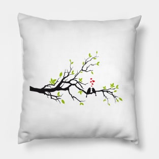 Birds in love on spring tree, wedding tree Pillow