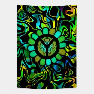 Peace Sign Hippie Flower Tapestry