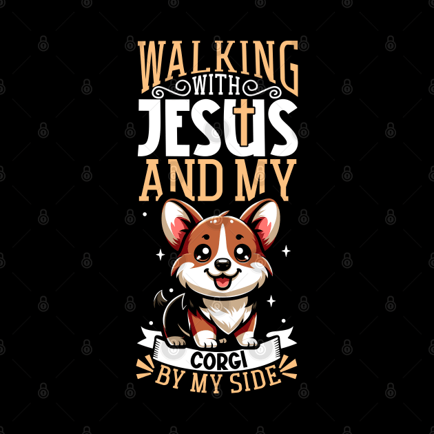 Jesus and dog - Pembroke Welsh Corgi by Modern Medieval Design