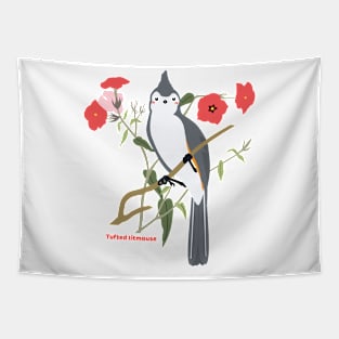 Cute Tufted Titmouse Bird Illustration Tapestry