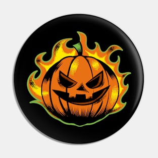 Halloween Fire Pumpkin Monster Pin