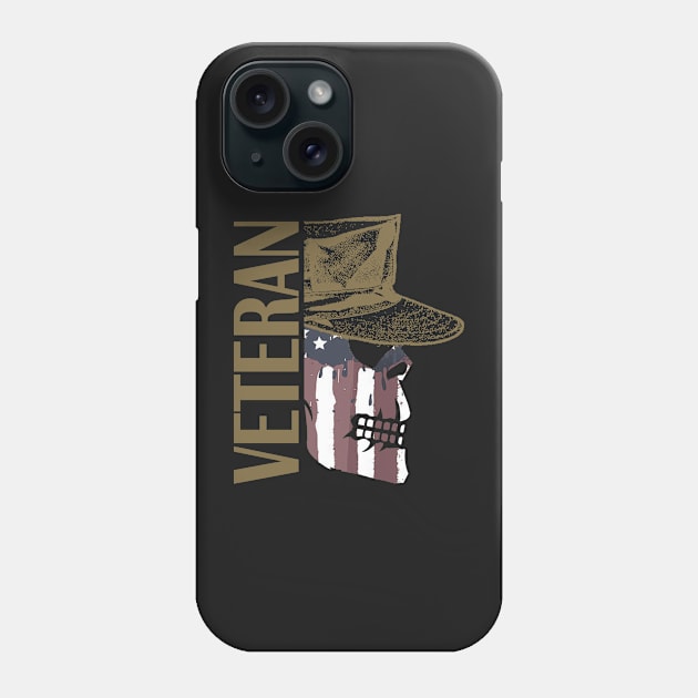 Veteran Painted American Flag Military Skull Phone Case by Sneek661