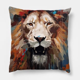 Face of a Lion Abstract Art Pillow