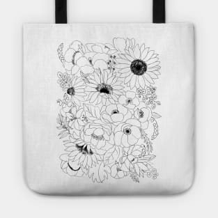 flowers arrangement line drawing  2 Tote