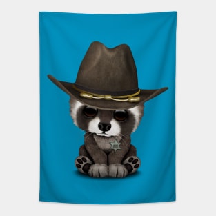 Cute Baby Raccoon Sheriff Tapestry