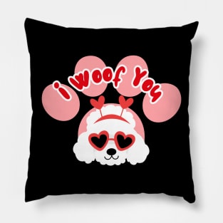 I Woof You Funny Poodle Dog Valentines Day Pillow