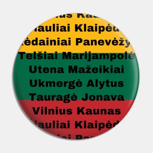 Lithuania Flag Colors with Cities Pin