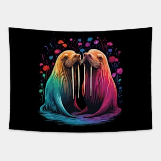 Walrus Couple Valentine Tapestry