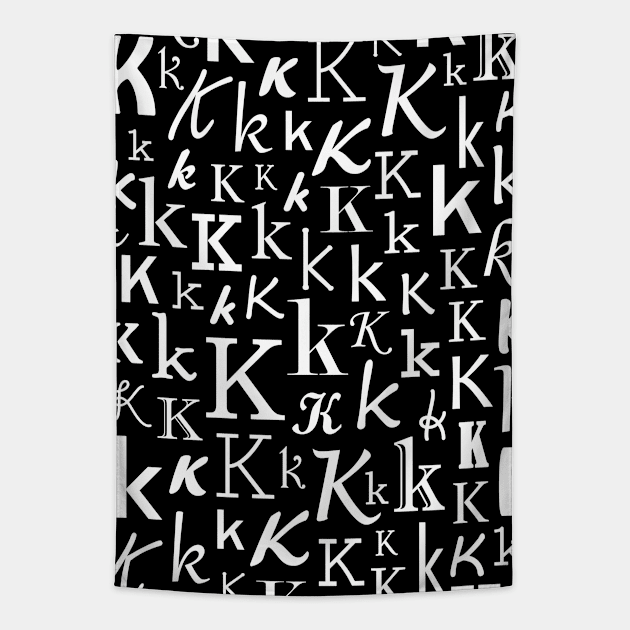 K - Typography (White) Tapestry by gillianembers