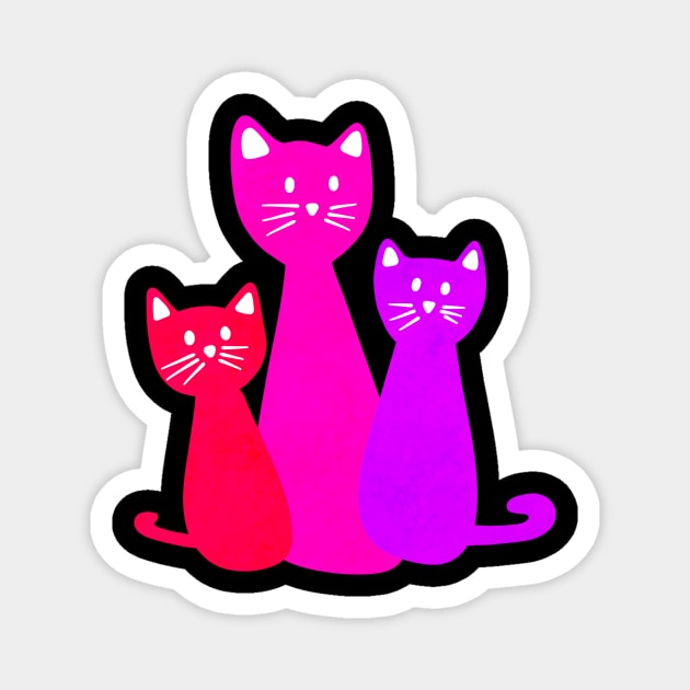 Pink Cats Magnet by Kelly Louise Art