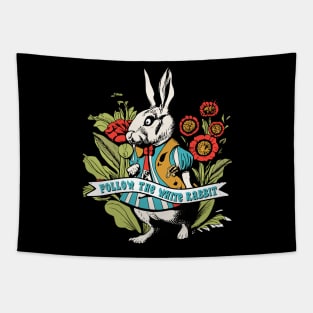 Follow the White Rabbit - Alice in Wonderland - White Rabbit Tapestry