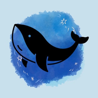 watercolor with whale silhouette T-Shirt