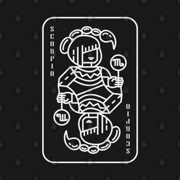 Scorpio Zodiac horoscope line art playing card style by Shankara