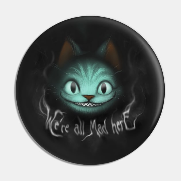 Cheshire shadows - We're All Mad Here - Dark Cat Grin Pin by BlancaVidal