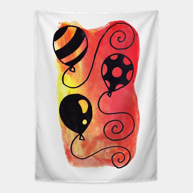 Watercolor Balloons Tapestry by saradaboru