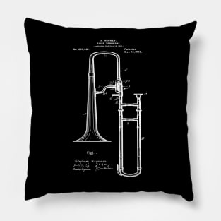 Vintage Trombone 1902 Patent Blueprint Pillow