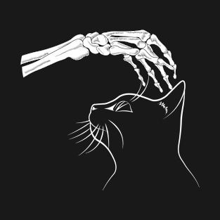 Cat and Skeleton Hand T-Shirt