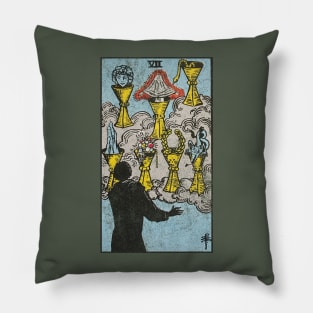 Seven of cups tarot card (distressed) Pillow