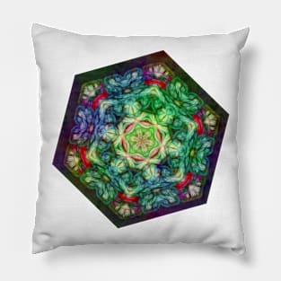 Stained glass fractal kaleidoscope Pillow