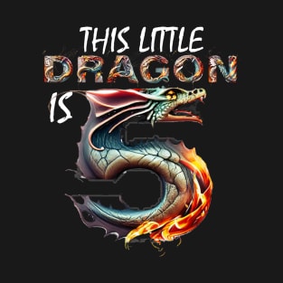 Dragon 5th Birthday Boys and Girls Kids Turning 5 Years Old T-Shirt