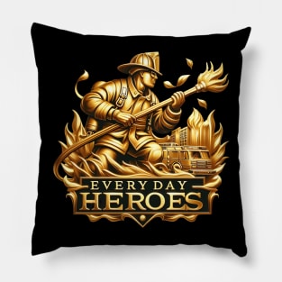 Blaze Crest: Iconic Emblem of Firefighters Pillow