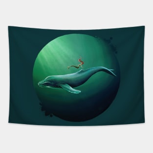 Mermaid and whale Tapestry