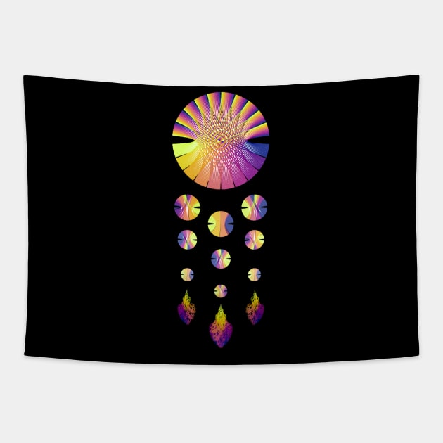 Dream Catcher | Sunset Blue Red Yellow Black Tapestry by aRtVerse