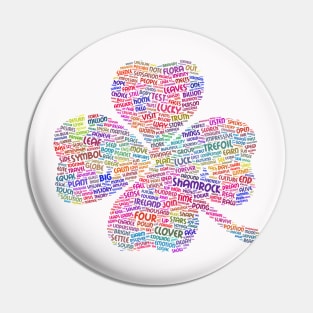 Shamrock Leaf Silhouette Shape Text Word Cloud Pin