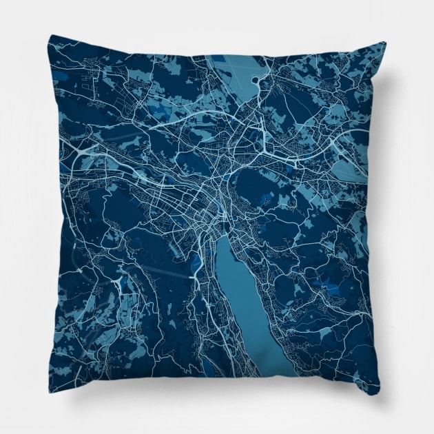 Zurich - Switzerland Peace City Map Pillow by tienstencil