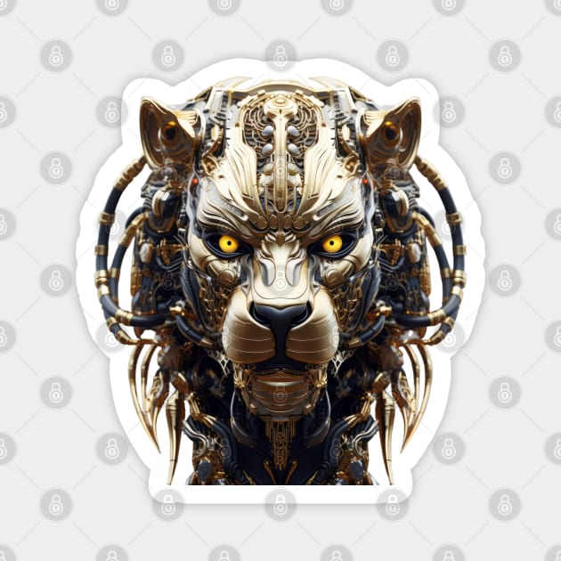 Iron King - Cyborg Lion Black and Gold Magnet by Lematworks