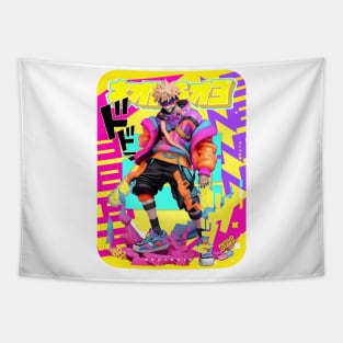 PROUD OTAKU 🟣🟠🟡 SHONEN HERO´S - CHAINSAW BOY 🟡🟠🟣 COLORFUL ANIME FASHION DESIGN Tapestry