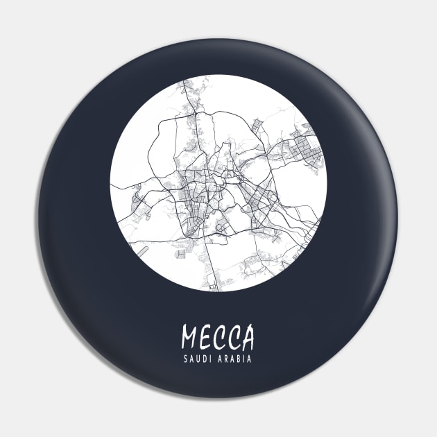 Mecca, Saudi Arabia City Map - Full Moon Pin by deMAP Studio