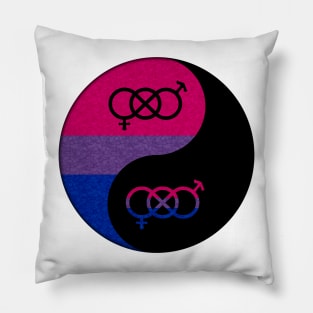 Bisexual Pride Yin and Yang Symbol in Pride Flag Colors Pillow