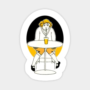 Blonde woman drinking orange juice Magnet