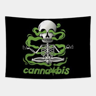 Cannabis skull, cannabis skull yoga, Tapestry