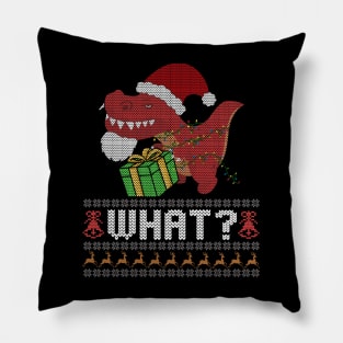 Funny Knitted Dinosaur What Humor Ugly Christmas Sweater Pillow