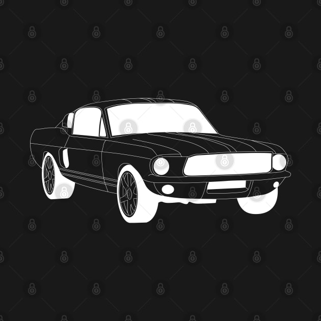 FF Ford Mustang White Outline by kindacoolbutnotreally