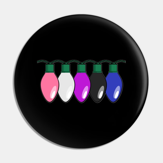 Genderfluid Pride Christmas Lights Pin by wheedesign