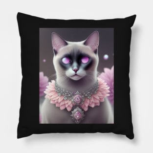 Pink-Eyed Siamese Cat Pillow