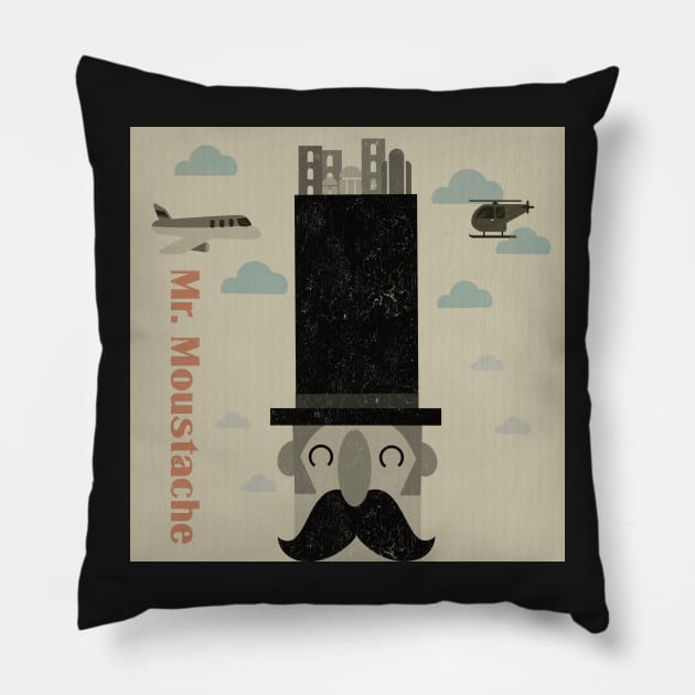 mr moustache Pillow by Beni-Shoga-Ink